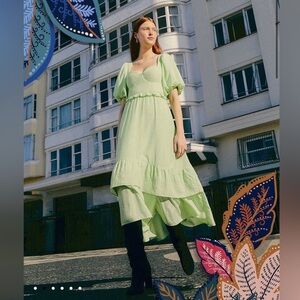 Farm Rio | Soft Green Short Sleeve Midi Dress